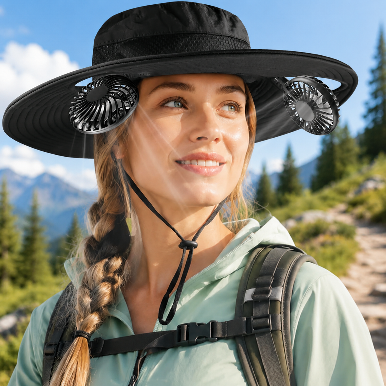 2-in-1 Cooling Sun Hat with Detachable Neck Fan