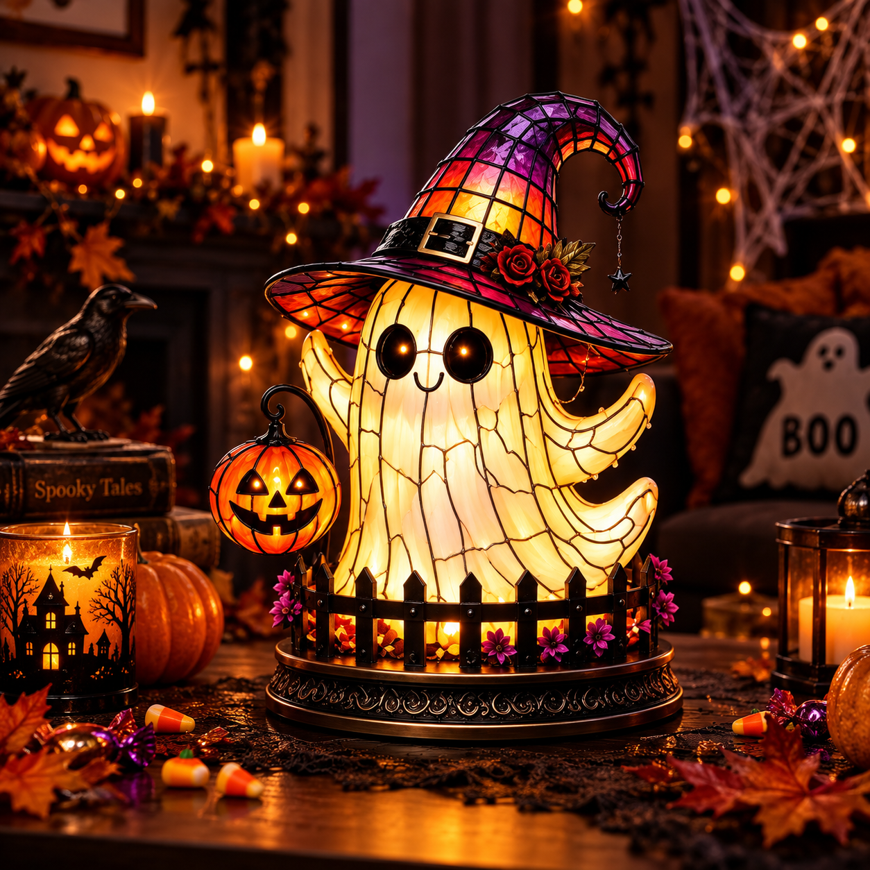🎃 Glowing Halloween Glass Character Lamp