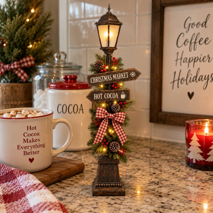 Old Christmas Streetlight – Lighted Tabletop Holiday Decor