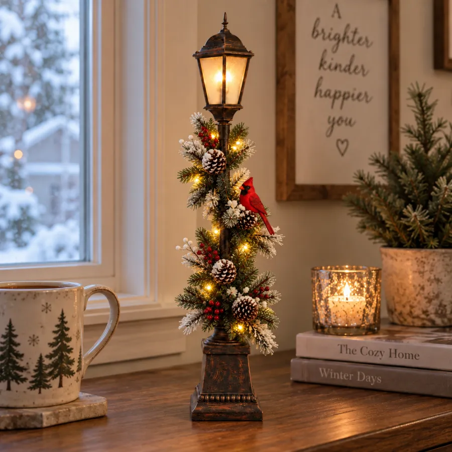 Old Christmas Streetlight – Lighted Tabletop Holiday Decor
