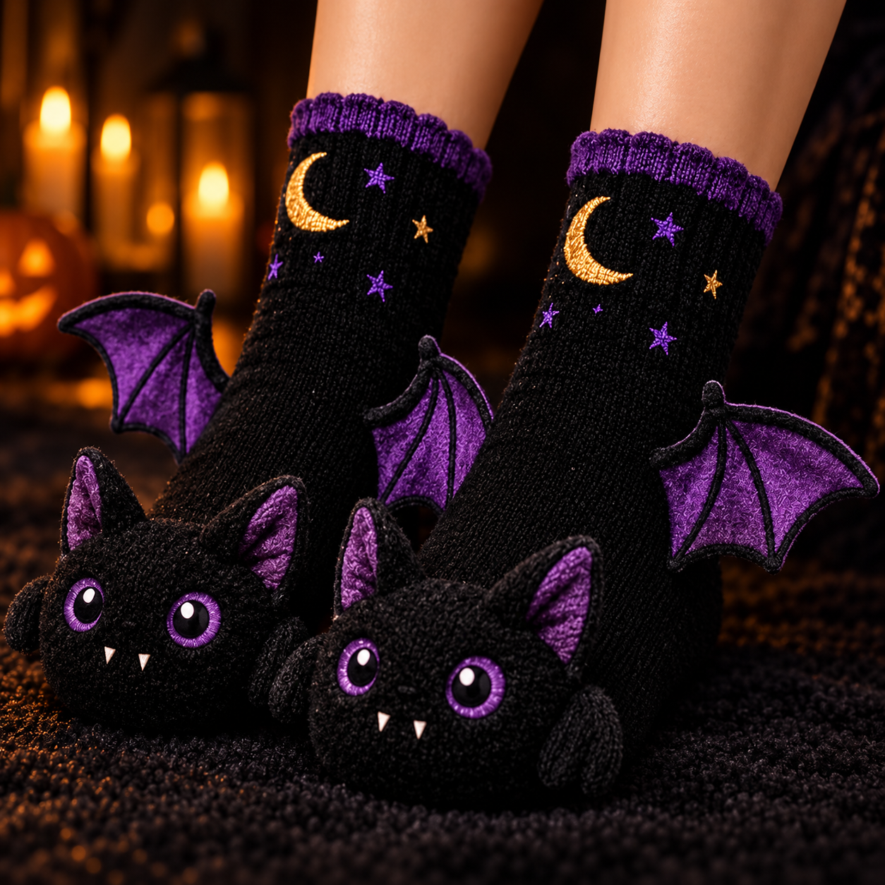 Halloween Creature Sculpted Cozy Floor Socks 🎃