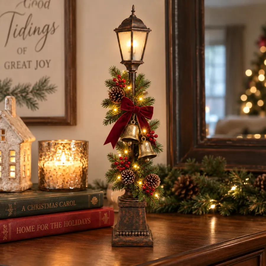 Old Christmas Streetlight – Lighted Tabletop Holiday Decor