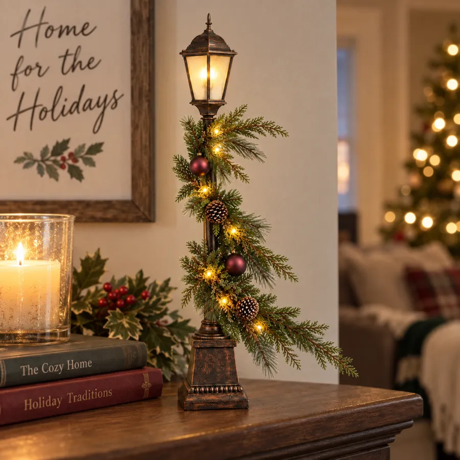 Old Christmas Streetlight – Lighted Tabletop Holiday Decor