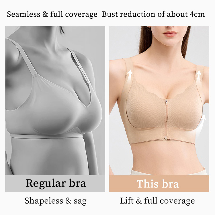 Front Button Adjustable Push-Up Fixed Cup Bra