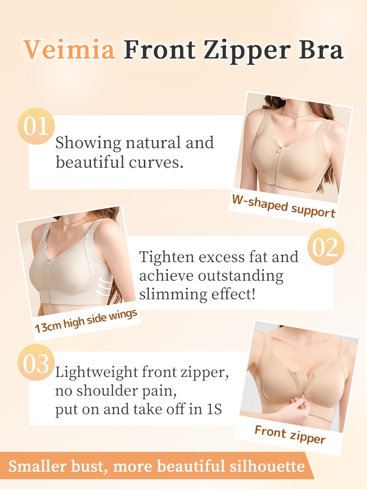 Front Button Adjustable Push-Up Fixed Cup Bra