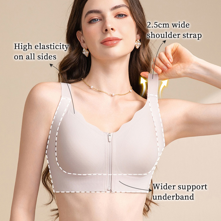 Front Button Adjustable Push-Up Fixed Cup Bra