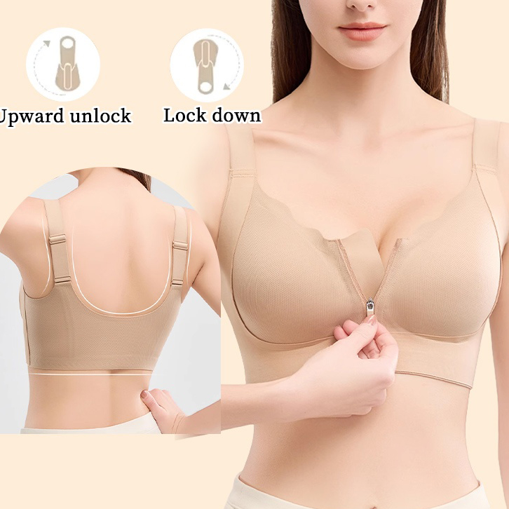 Front Button Adjustable Push-Up Fixed Cup Bra