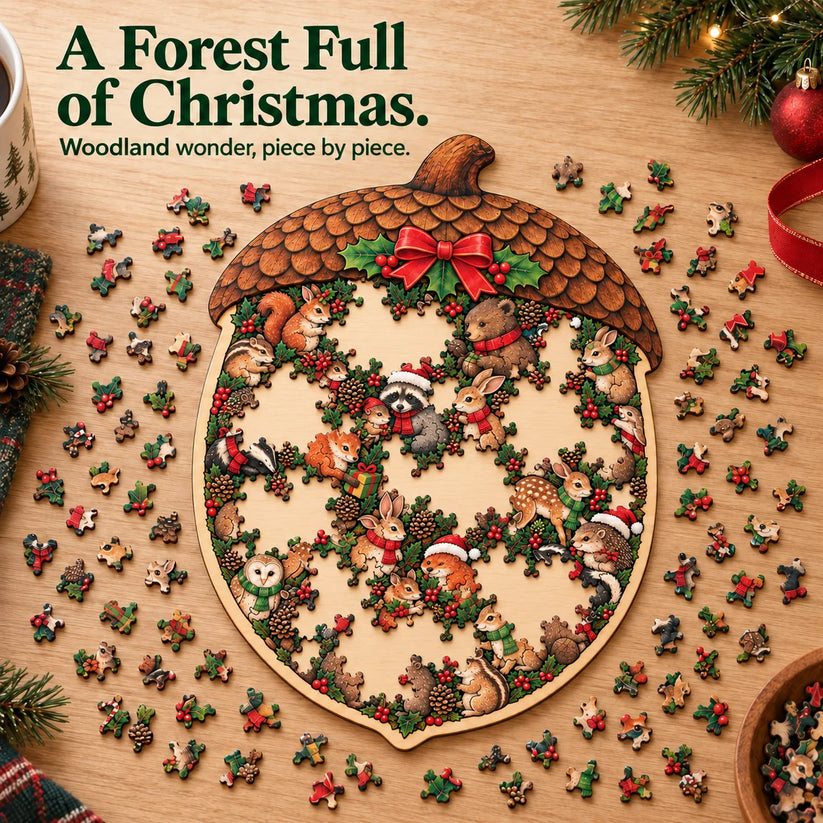 🎄🧩 Wooden Christmas Puzzle with Stand — 8 Festive Designs to Build & Display