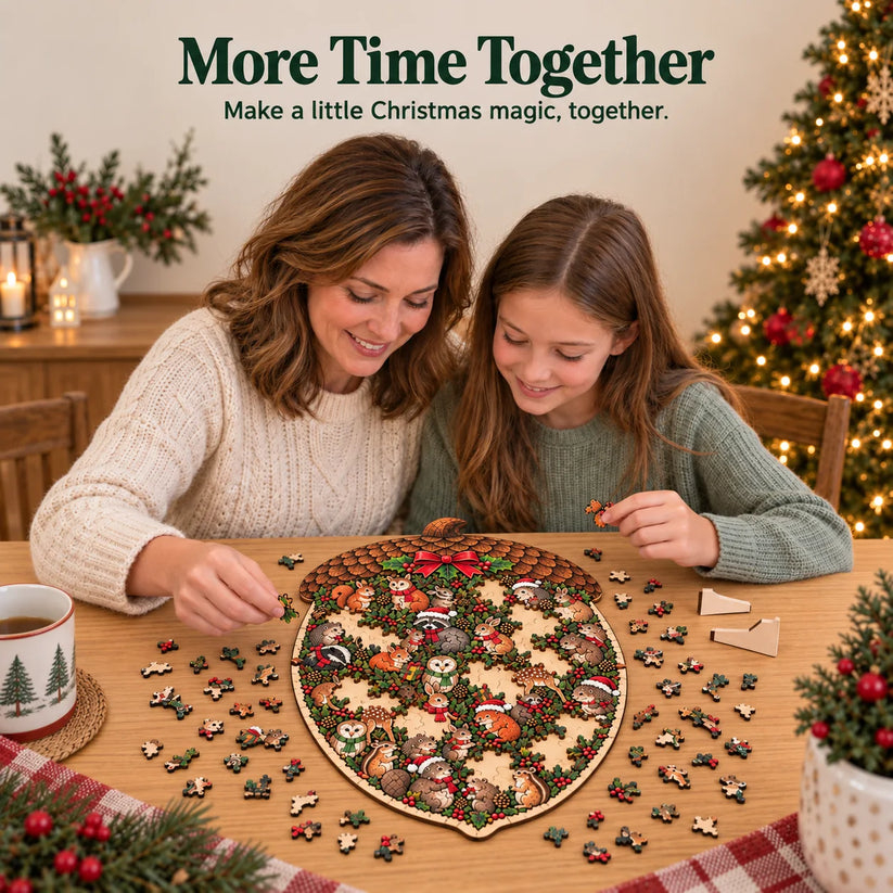 🎄🧩 Wooden Christmas Puzzle with Stand — 8 Festive Designs to Build & Display