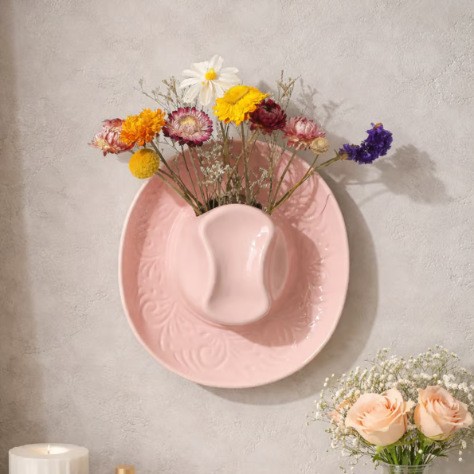 🤠 Cowboy Hat Ceramic Wall Vase