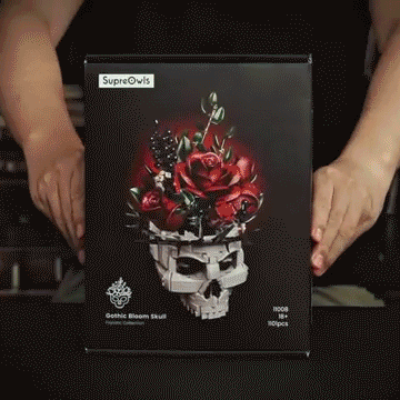 🔥Last Day 49% OFF💀🌹Gothic Skull Rose Building Set for Adults