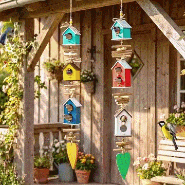 Hanging Colourful Birdhouse Bird Feeder Outdoor