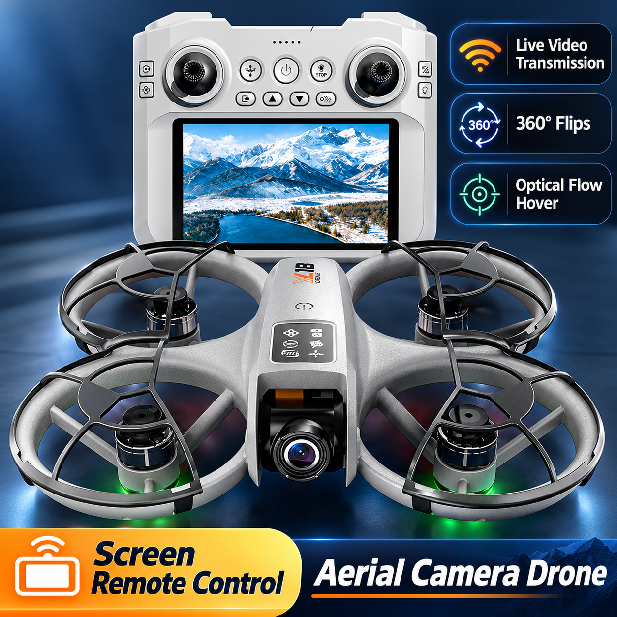 🚁 Aerial Camera Drone with 4.3" Screen Remote – Easy Flying, Stunning Views & 360° Flips