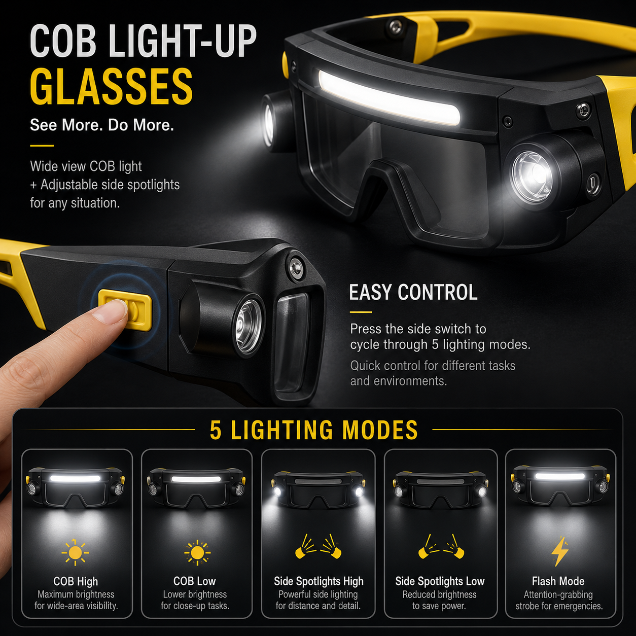 COB Light-Up Safety Glasses