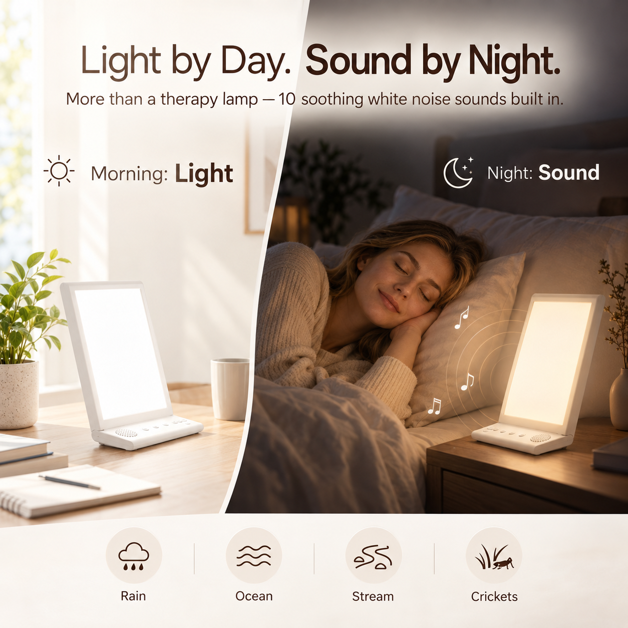 Natural Daylight & White Noise Therapy Lamp