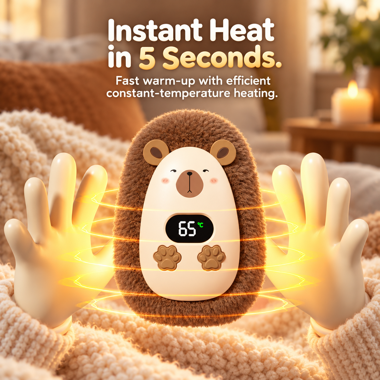 🎁 Plush Rechargeable Hand Warmer – Soft, Gift-Ready Warmth for Cold Winter Hands