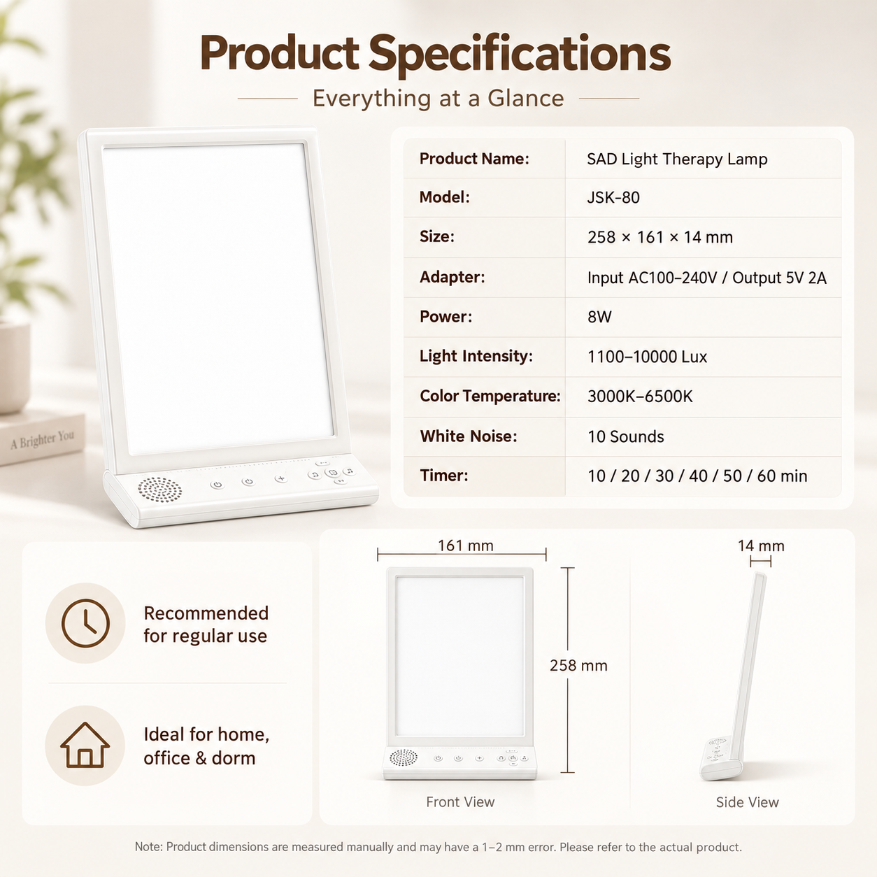 Natural Daylight & White Noise Therapy Lamp