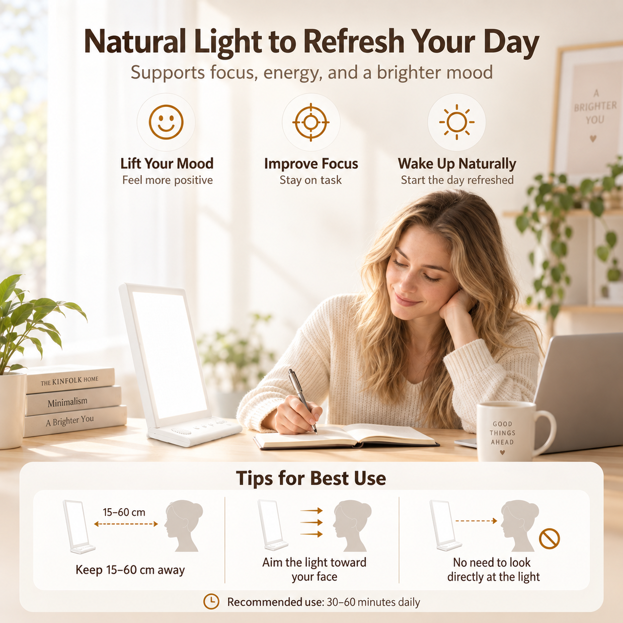Natural Daylight & White Noise Therapy Lamp
