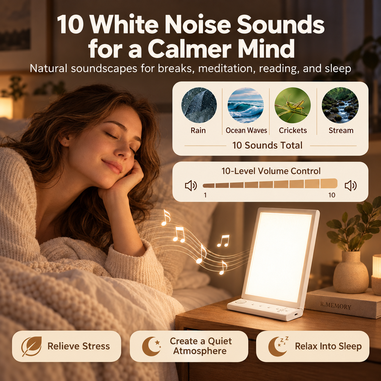 Natural Daylight & White Noise Therapy Lamp