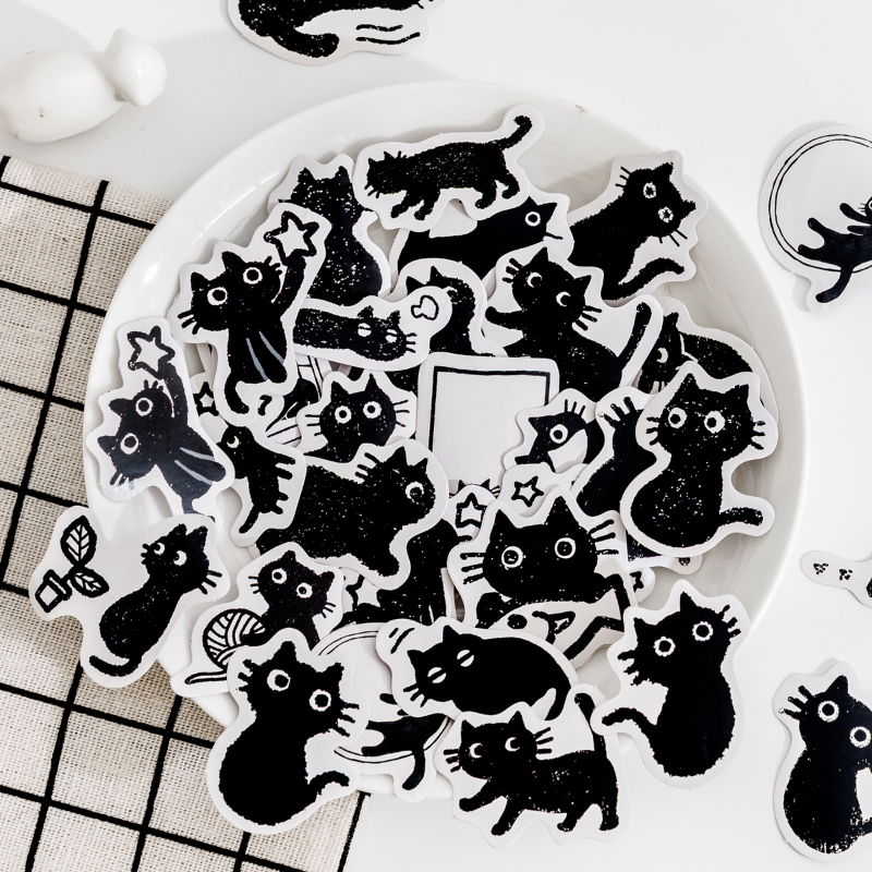 Black Cats Sticker Pack 45 pieces 