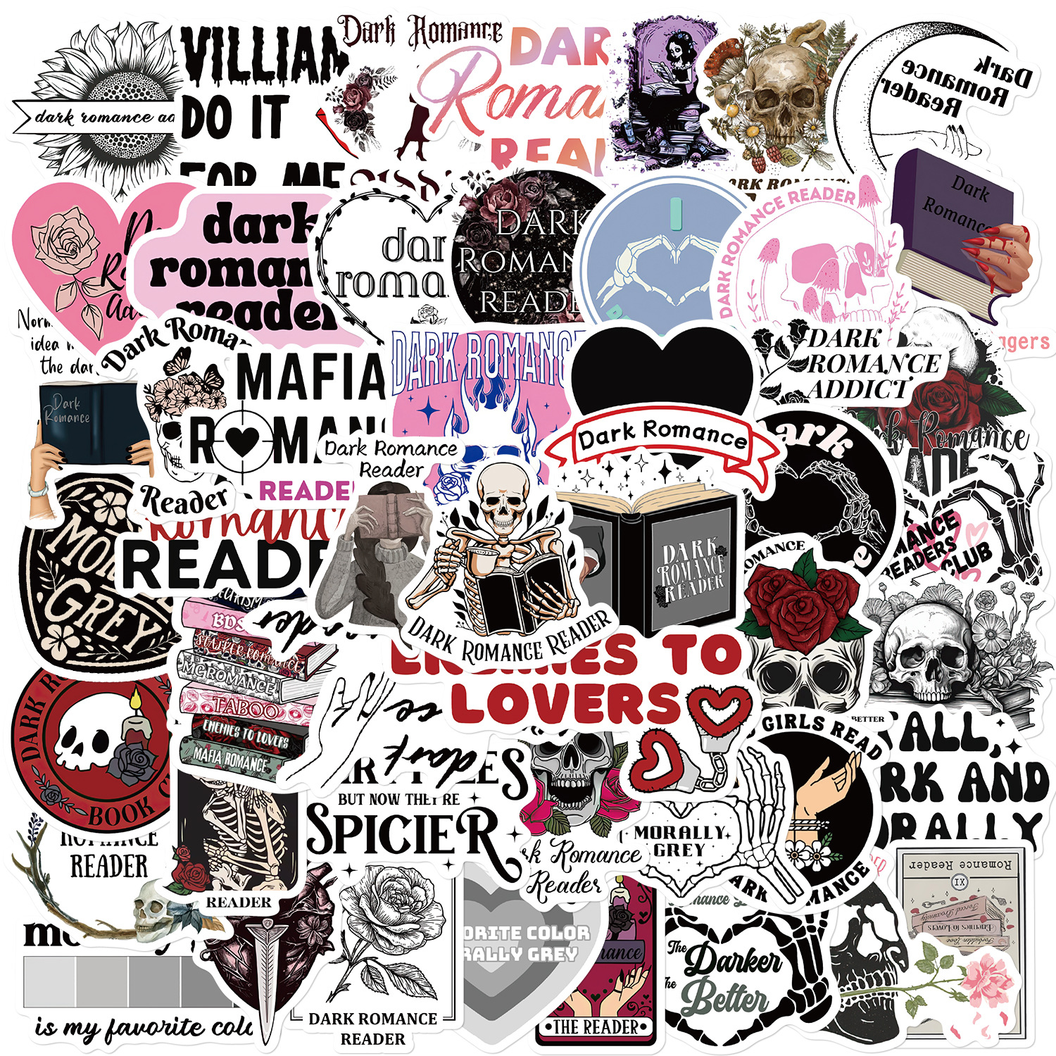 Dark Romance Reader Sticker Pack 50 pieces 