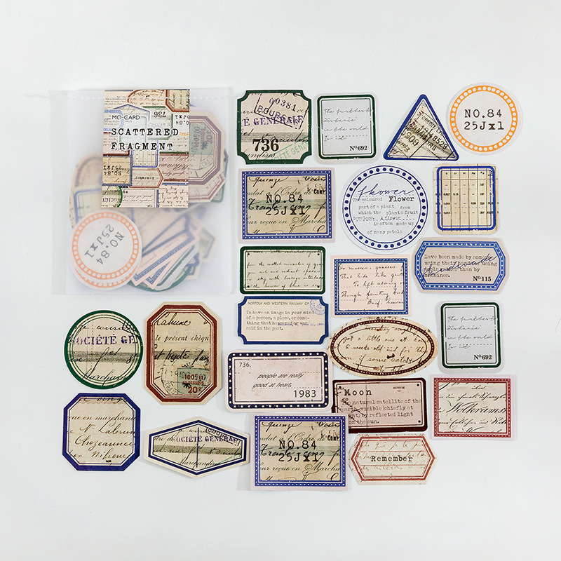 40 pieces writable sticker bag, vintage style - Junk Journal-FUU Studio