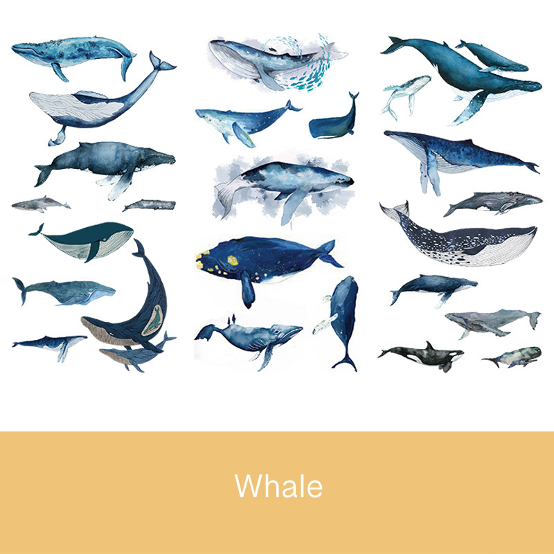 3 sheets/pack Whale Washi Paper Sticker Sheet