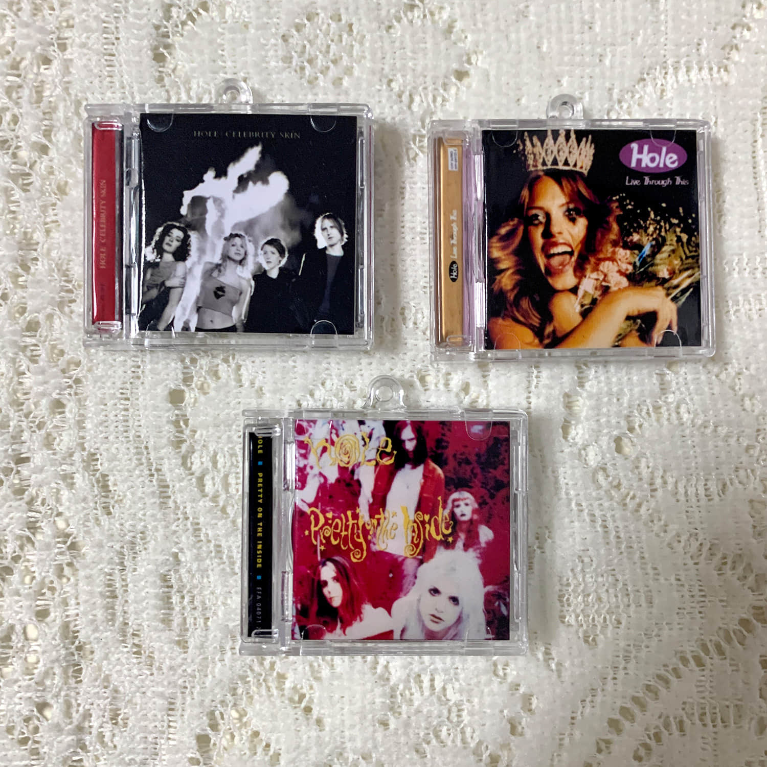 Hole Little CD Album Cover Keychains - Live Through This - Celebrity Skin -Pretty On The Inside