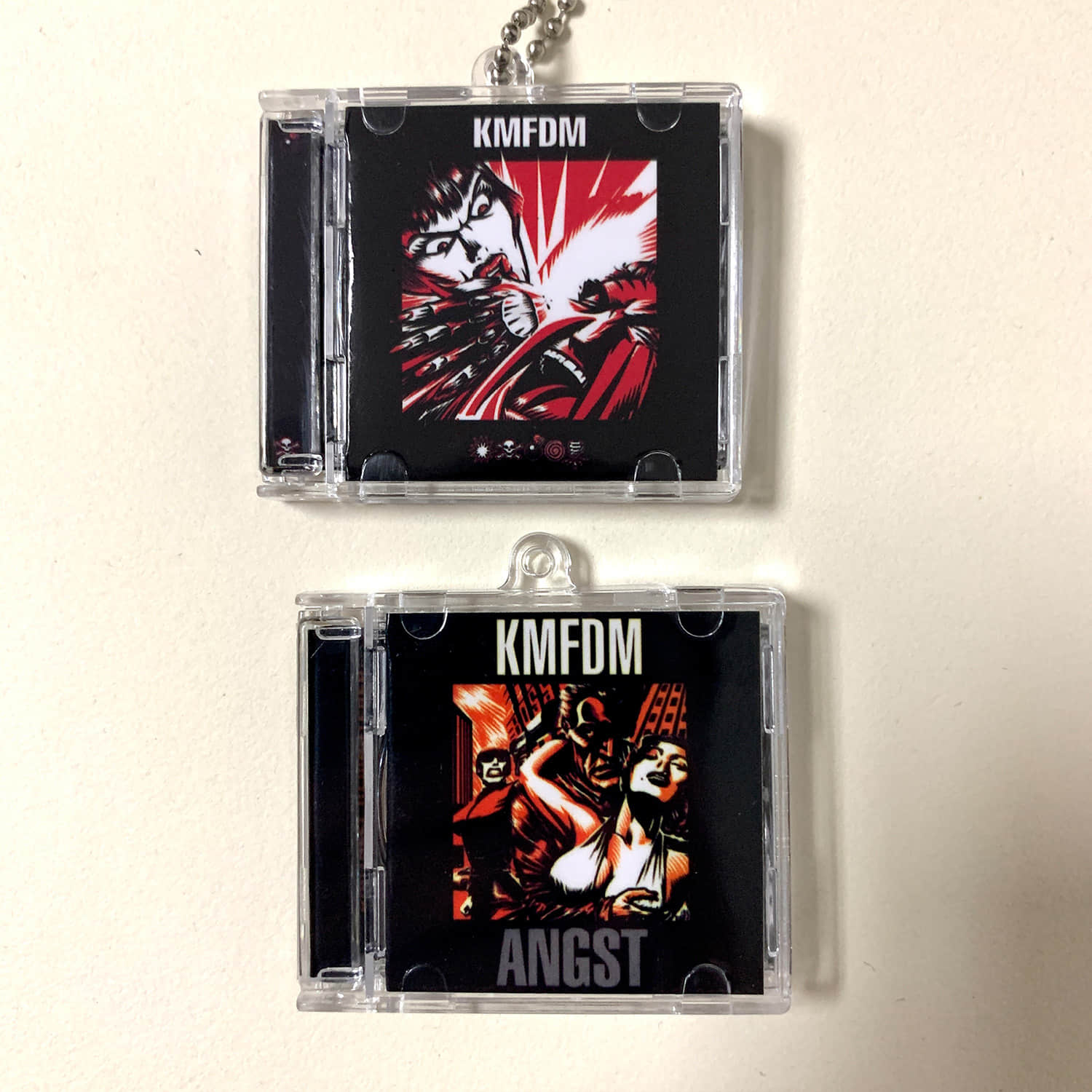 KMFDM Little CD Album Cover Keychains - Angst -Symbols