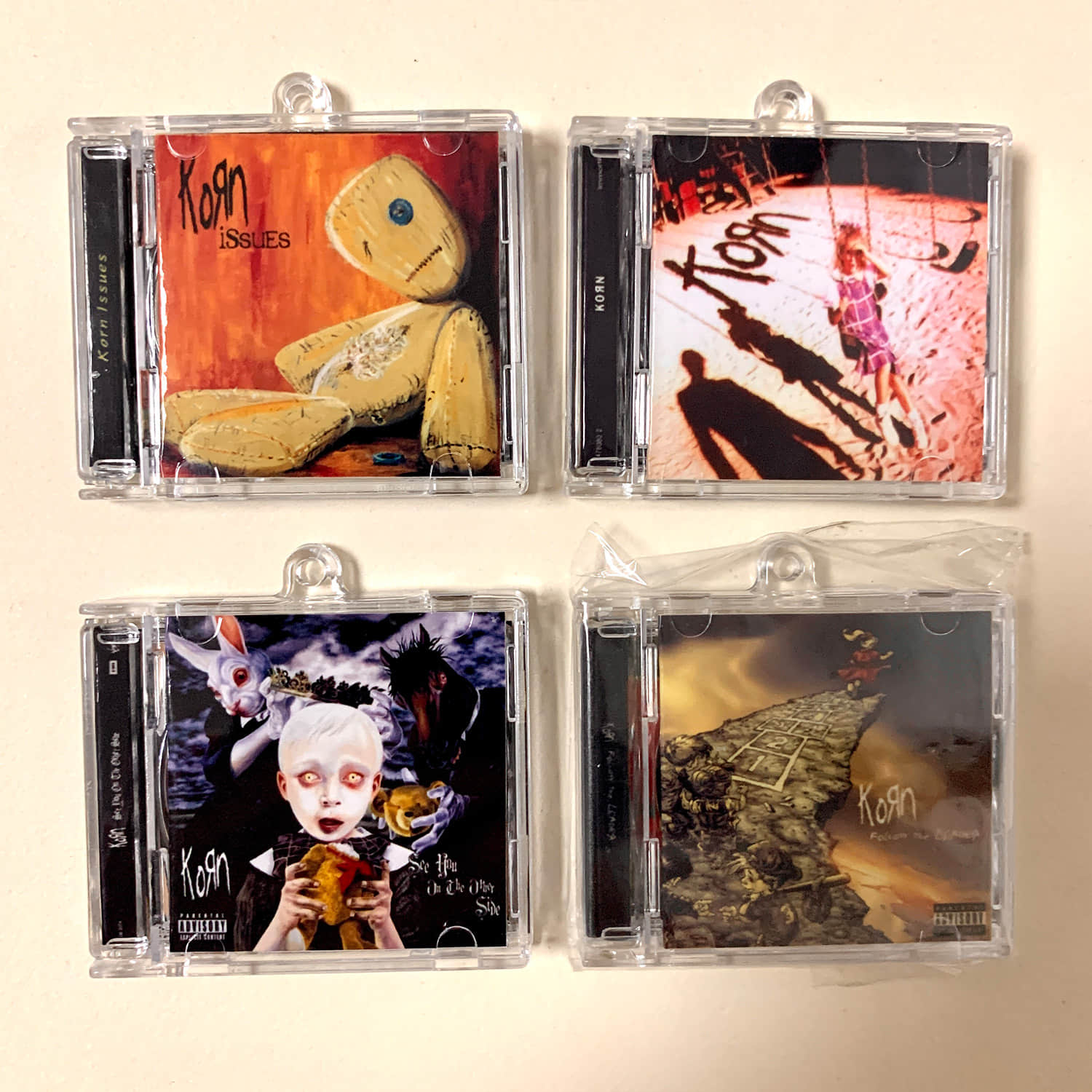 Korn Little CD Album Cover Keychains - Follow The Leader - Issues - Korn - See You On The Other Side