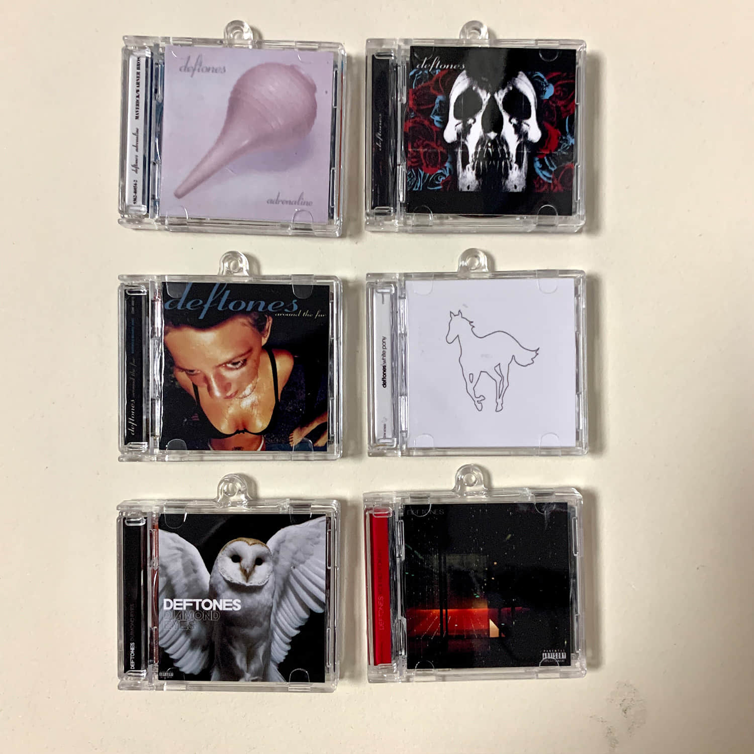 Deftones Little CD Album Cover Keychains - Around the Fur - Saturday Night Wrist -Deftones - Adrenaline - Koi No Yokan -Diamond Eyes - White Pony