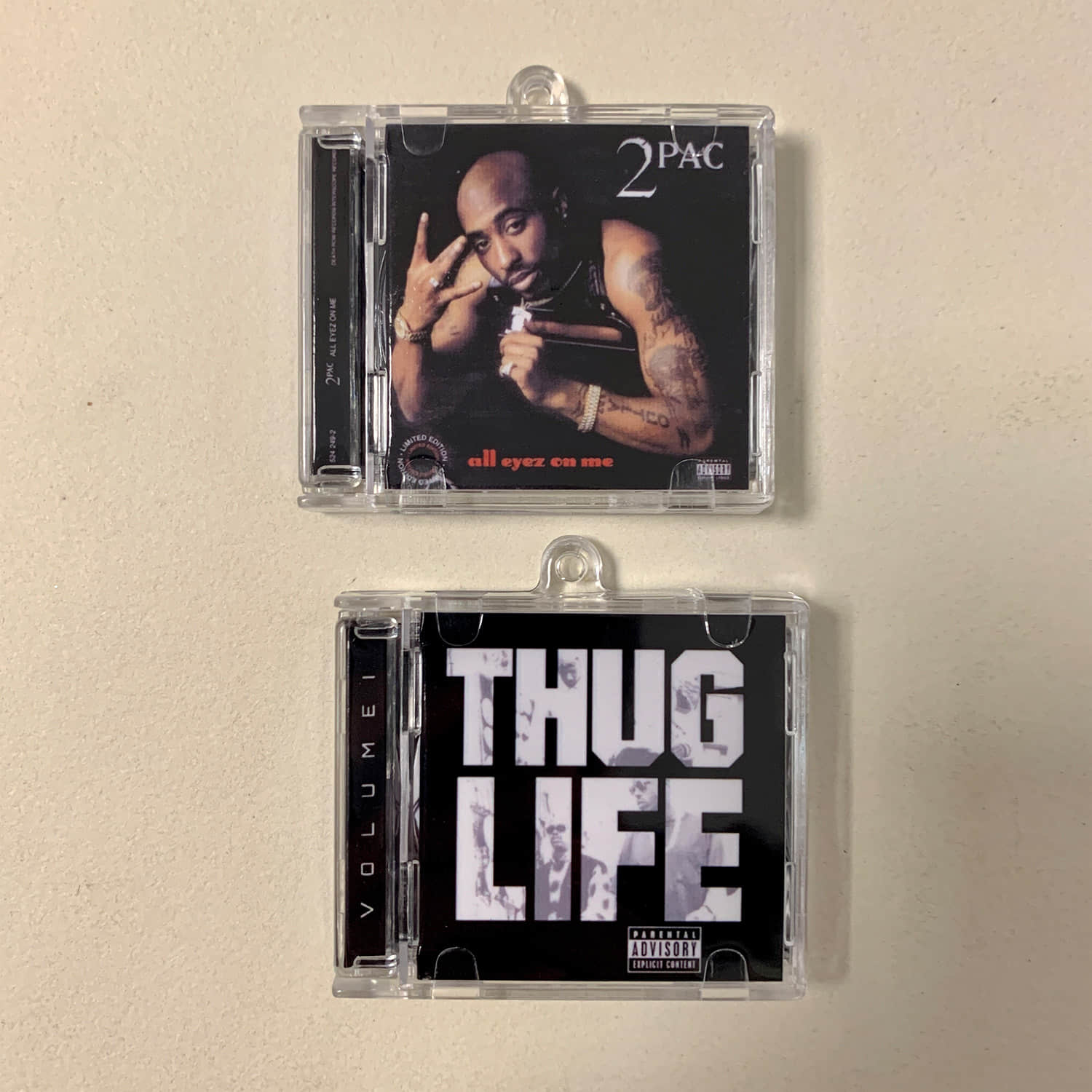 2Pac Little CD Album Cover Keychains – All Eyez On Me - Thug Life