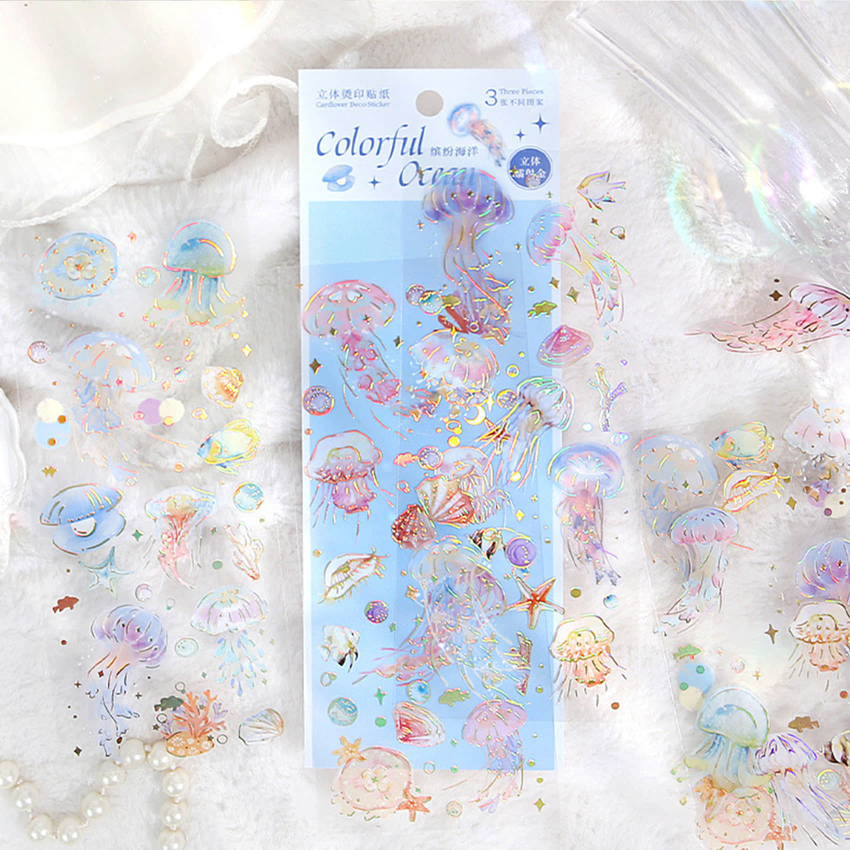 Glitter Jellyfish Sticker Sheet -FUU Studio