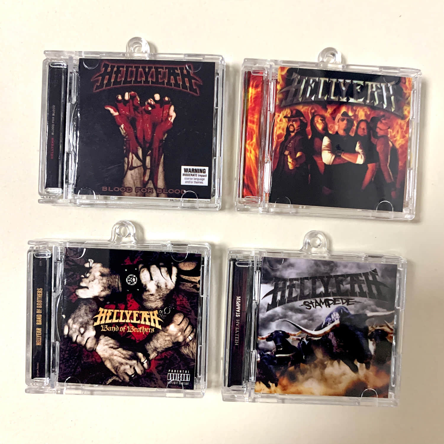Hellyeah Little CD Album Cover Keychains - Blood For Blood -Band Of Brothers - Stampede - Hellyeah