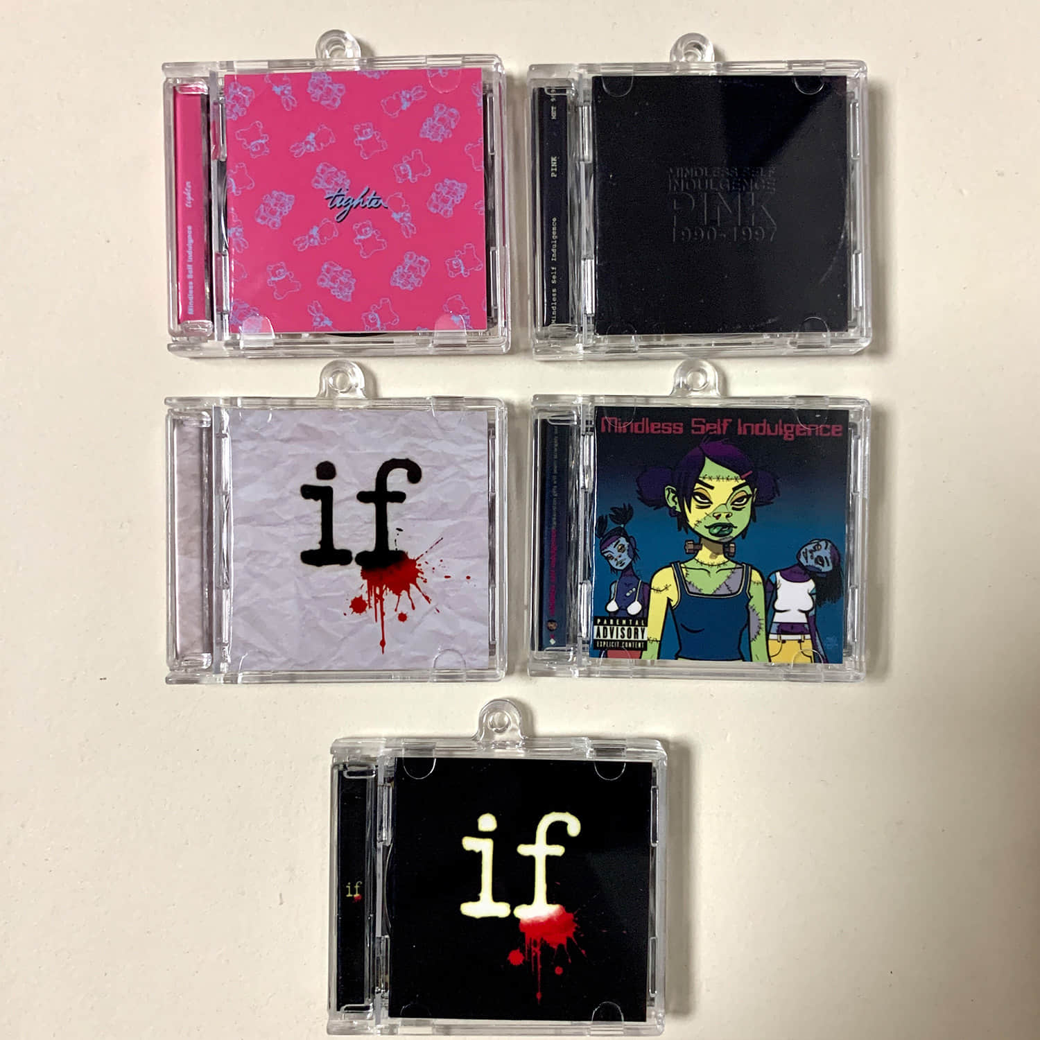 Mindless Self Indulgence(MSI) Little CD Album Cover Keychains - If -Frankenstein Girls Will Seem Strangely Sexy-pink - Tighter