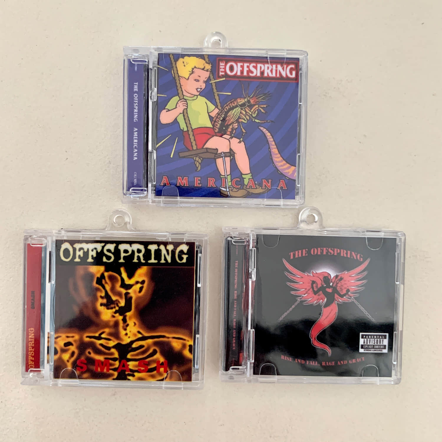 The Offspring Little CD Album Cover Keychains - Smash - Americana - Rise And Fall, Rage And Grace