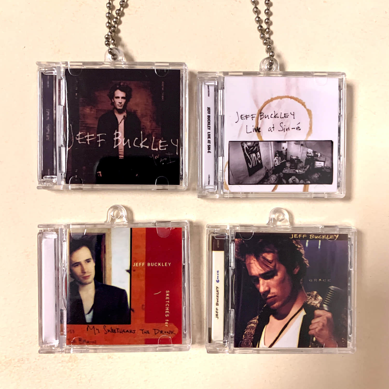 Jeff Buckley Little CD Album Cover Keychains  - Grace - Sketches For My Sweetheart The Drunk -Live At Sin-é -You and I