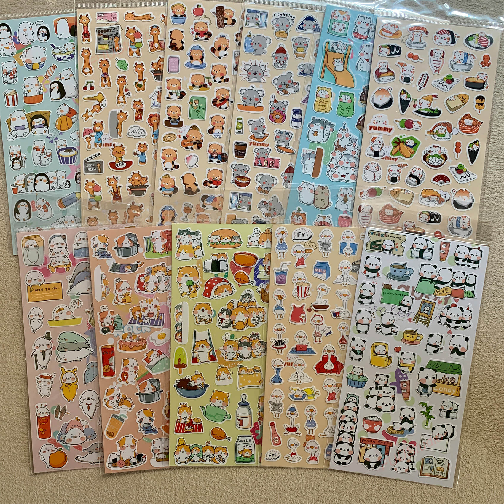 Cartoon Animals Sticker Sheet