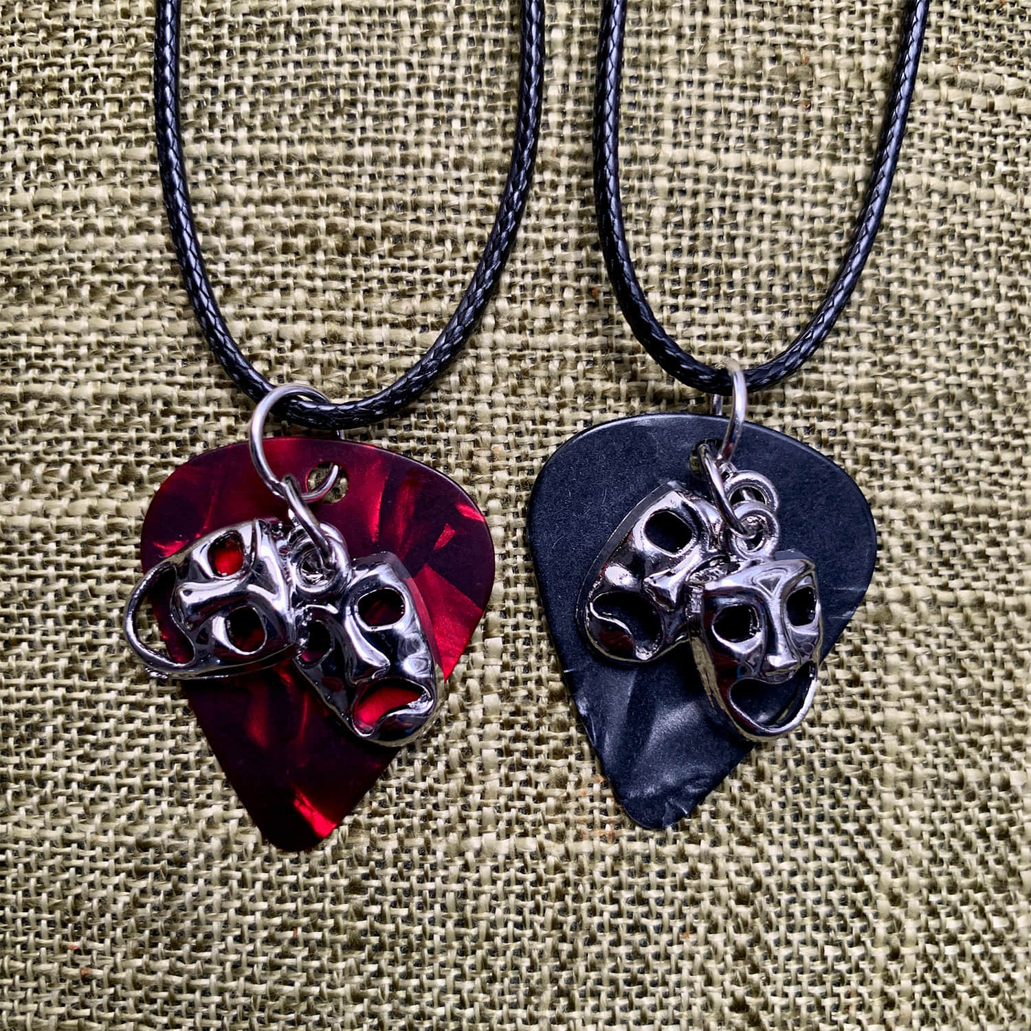 Custom Masks of laughter and crying Guitar Pick Necklace 