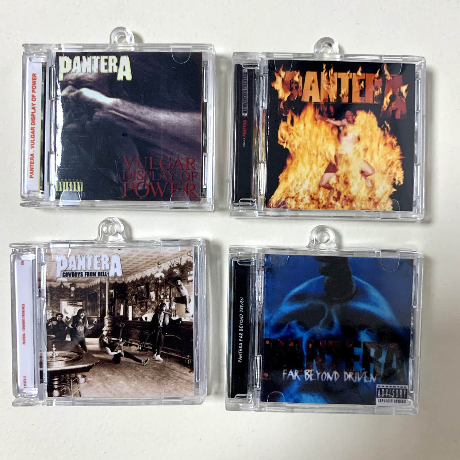 Pantera Little CD Album Cover Keychains - Vulgar Display Of Power - Cowboys From Hell - Far Beyond Driven - Reinventing The Steel