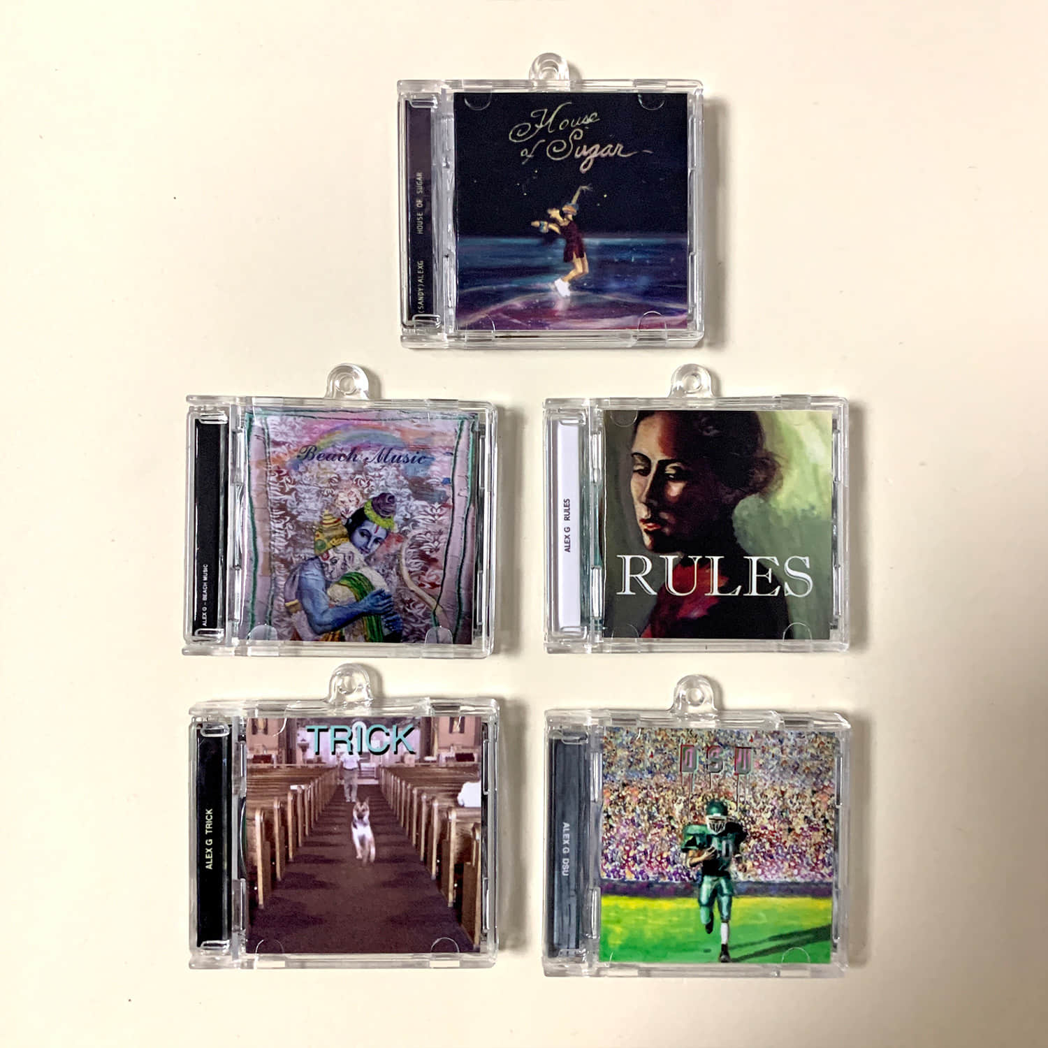 Alex G Little CD Album Cover Keychains - Rules - Trick - DSU - House Of Sugar – Beach Music