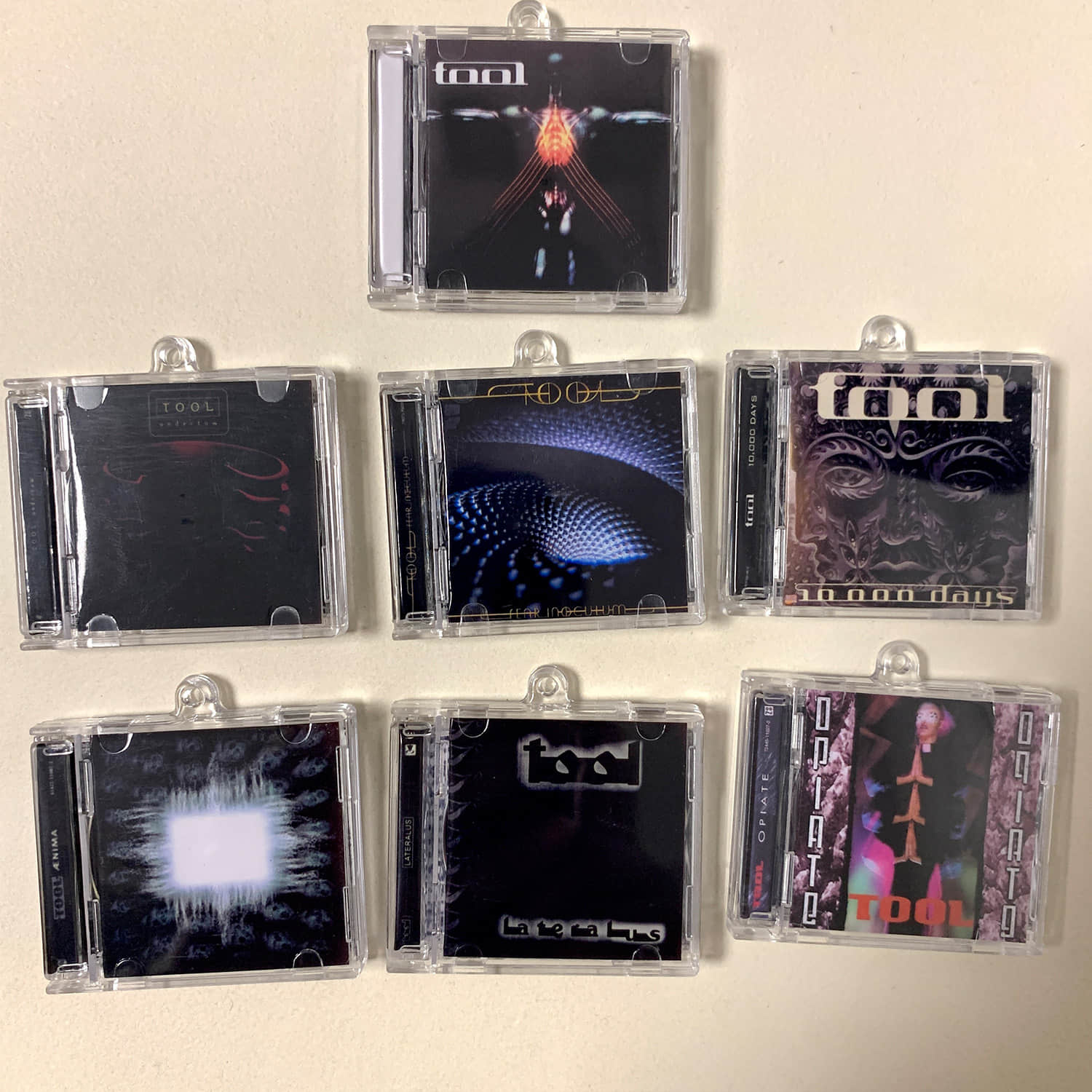 Tool Little CD Album Cover Keychains - Lateralus -Ænima - Undertow - 10,000 Days - Fear Inoculum - Opiate - Salival