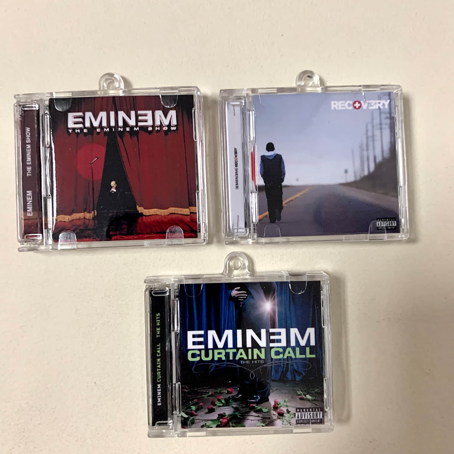 Eminem Little CD Album Cover Keychains - The Eminem Show - Recovery - Curtain Call - The Hits
