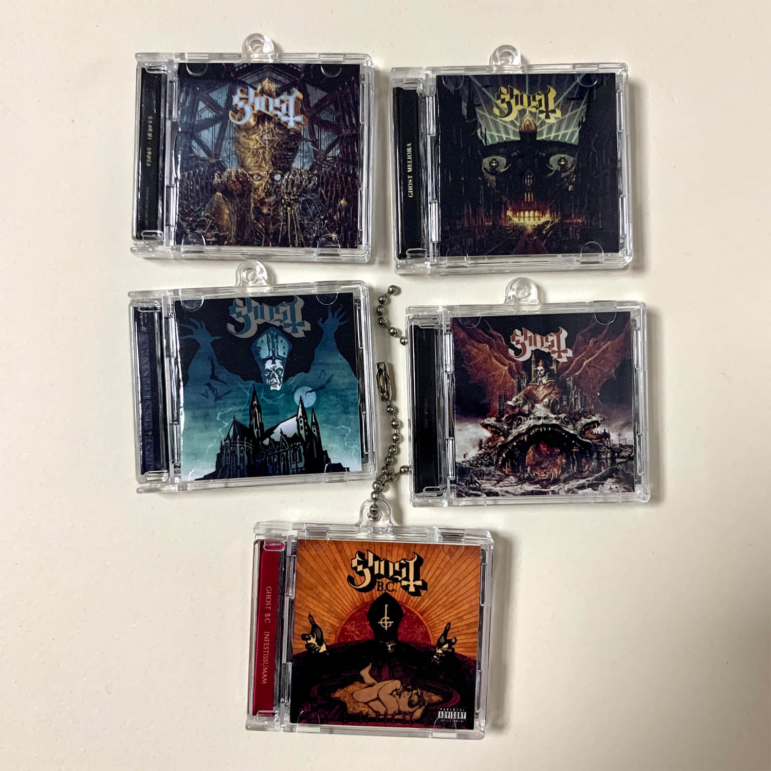 Ghost Band Little CD Album Cover Keychains - Impera - Meliora - Prequelle - Opvs Eponymovs-Infestissumam