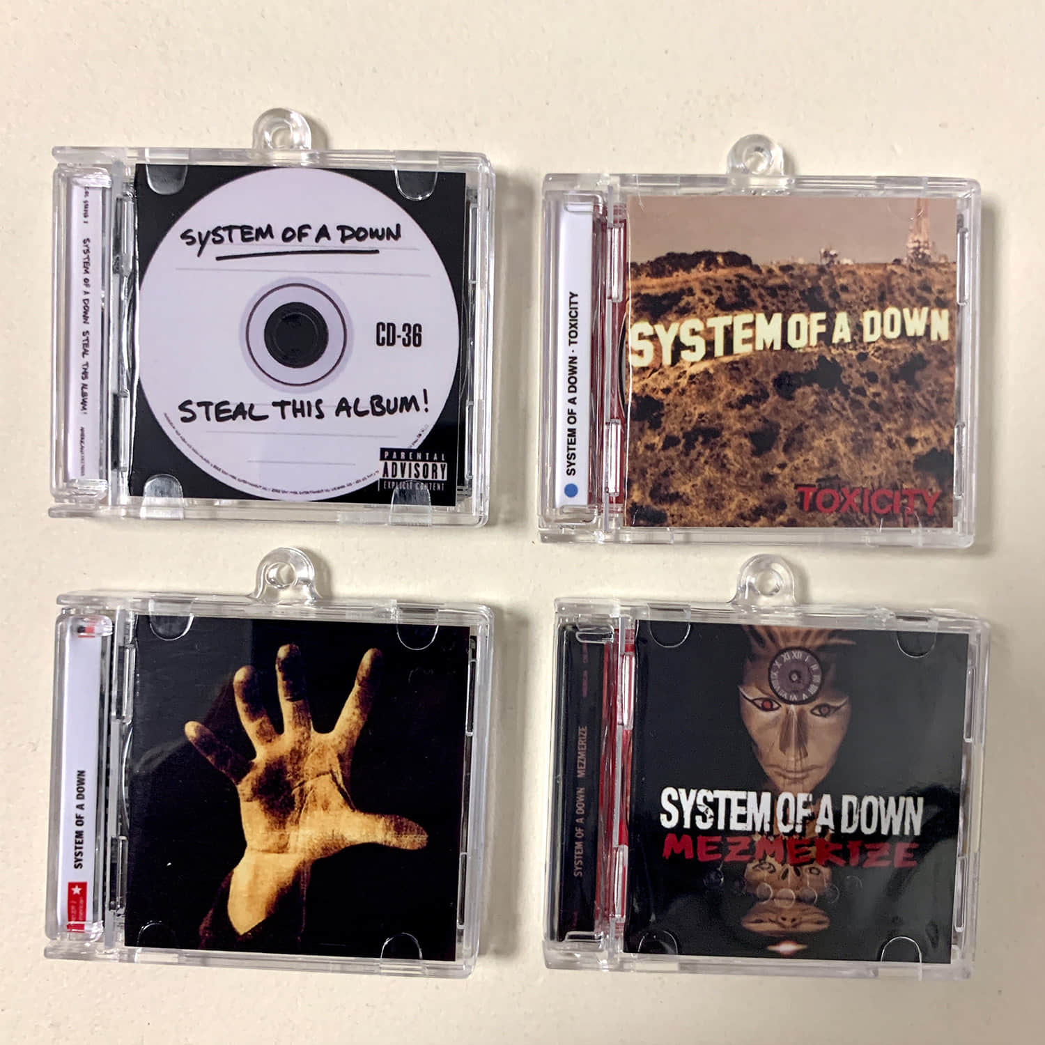 System Of A Down Little CD Album Cover Keychains - Toxicity -System Of A Down - Mezmerize - Steal This Album!