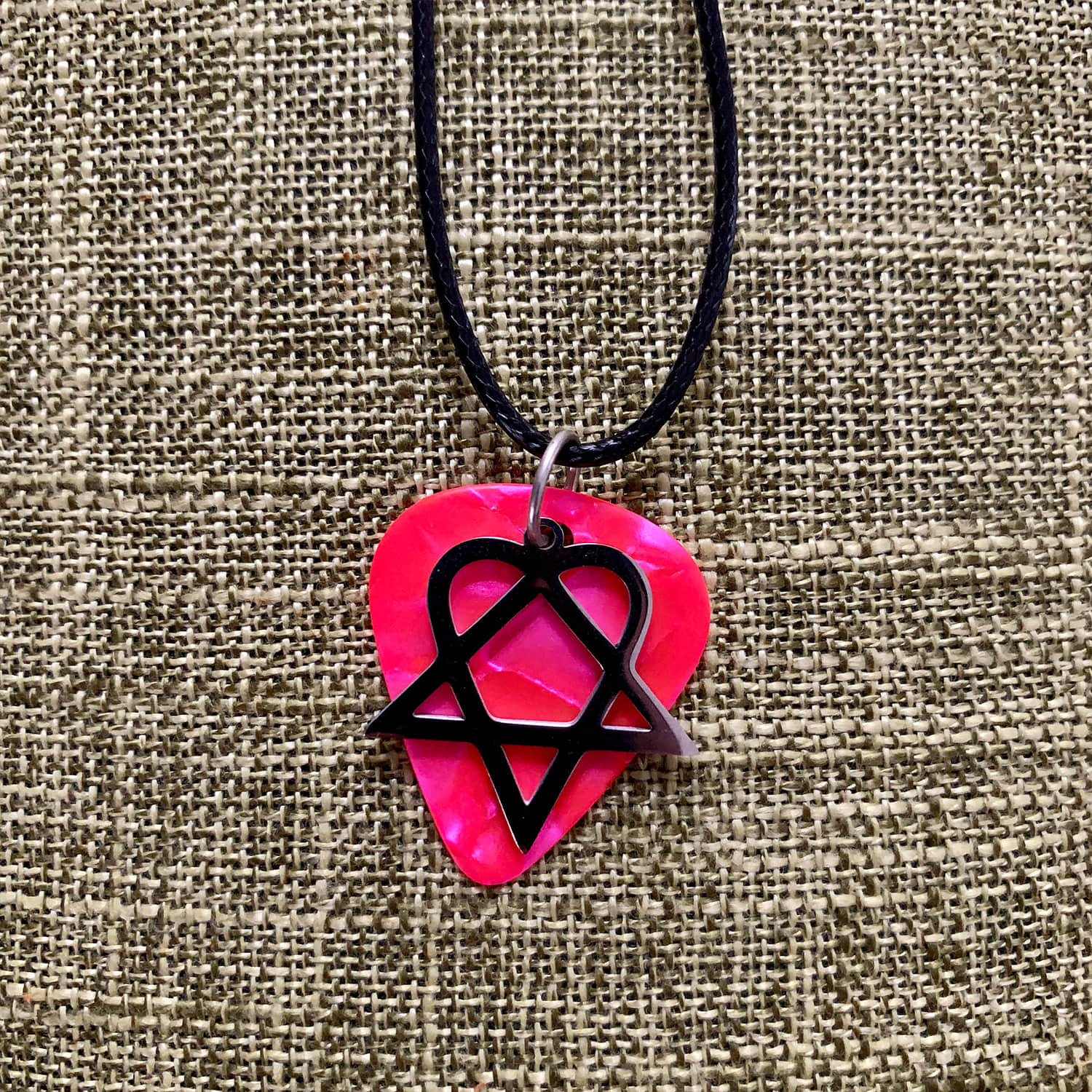 Custom HIM Bnad Guitar Pick Necklace
