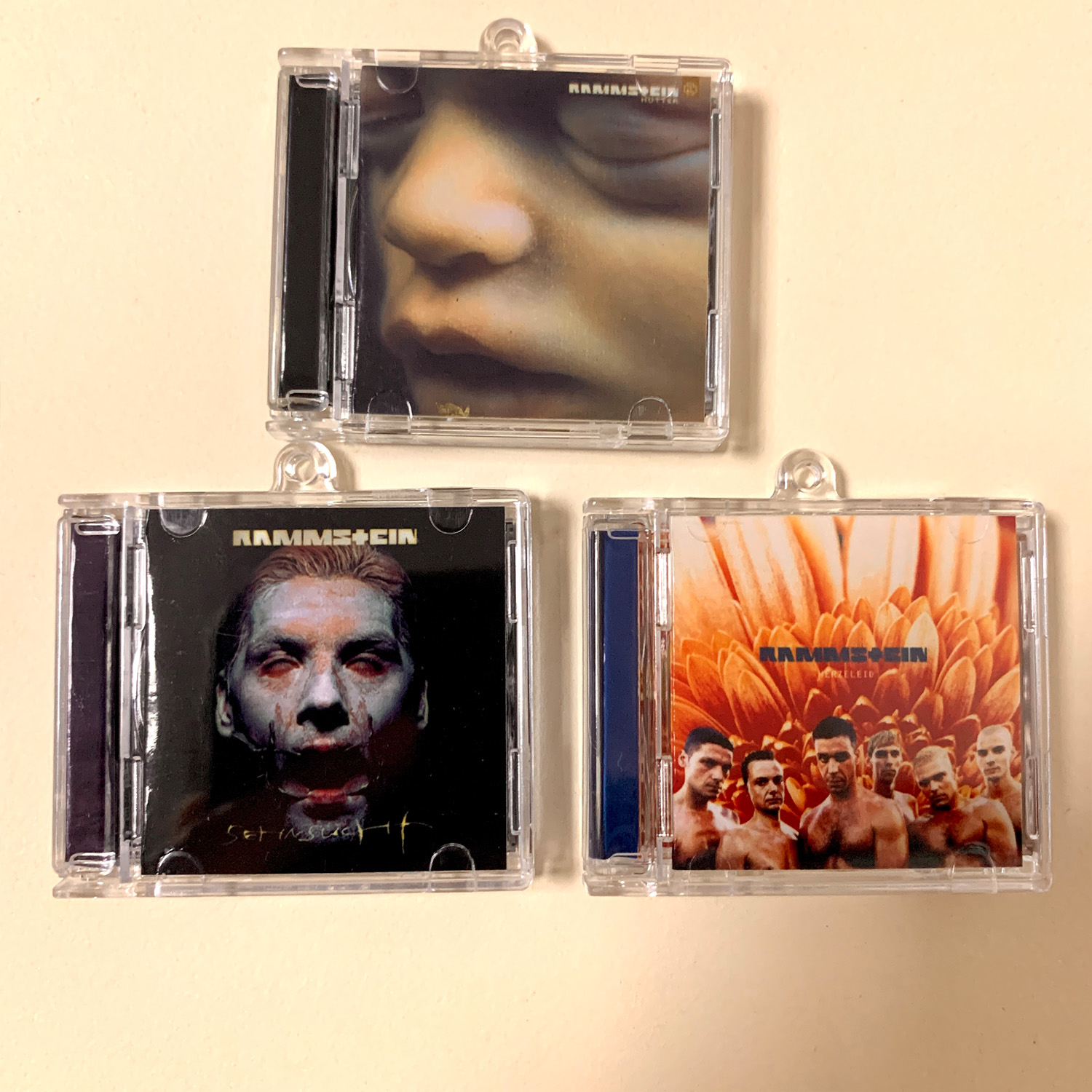 Rammstein Little CD Album Cover Keychains - Sehnsucht - Mutter - Herzeleid