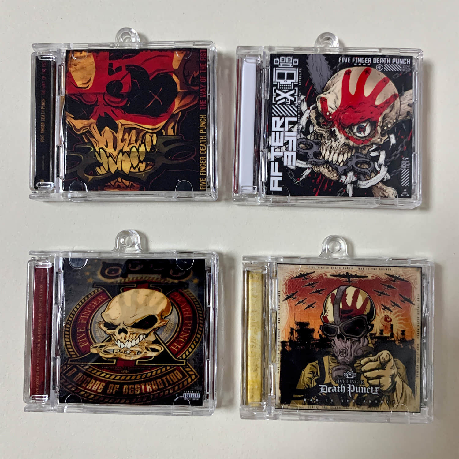 Five Finger Death Punch Little CD Album Cover Keychains - War Is The Answer - The Way Of The Fist - AfterLife