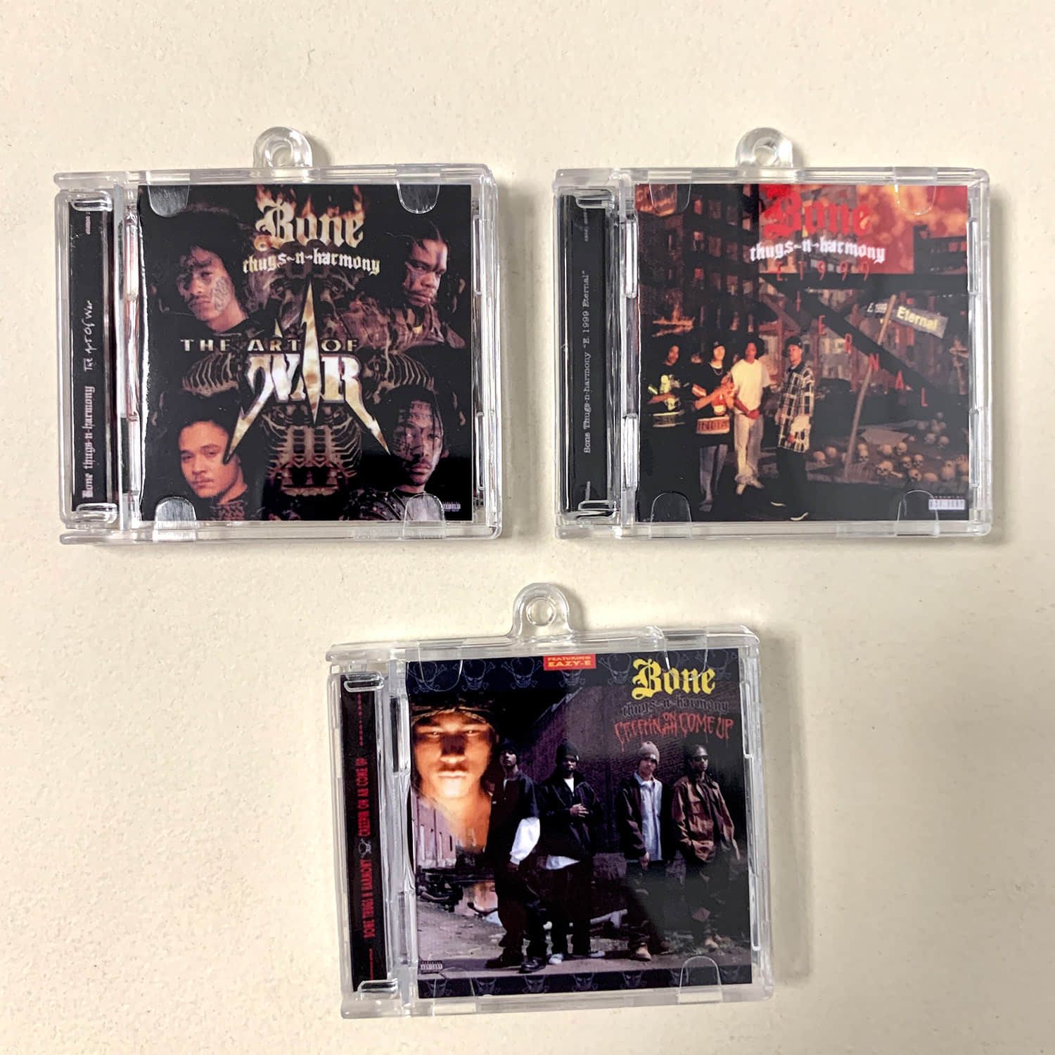 Bone Thugs-N-Harmony  Little CD Album Cover Keychains – E. 1999 Eternal - The Art Of War -Creepin On Ah Come Up