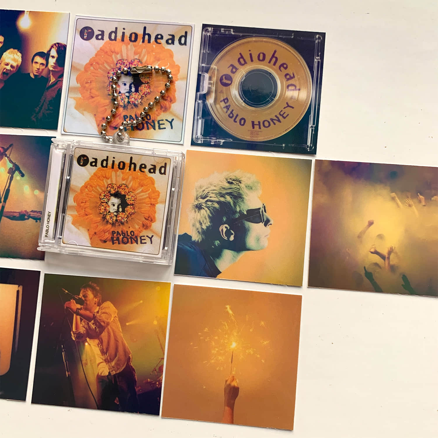 Radiohead Album Stickers and Little CD Album Cover Keychains Set